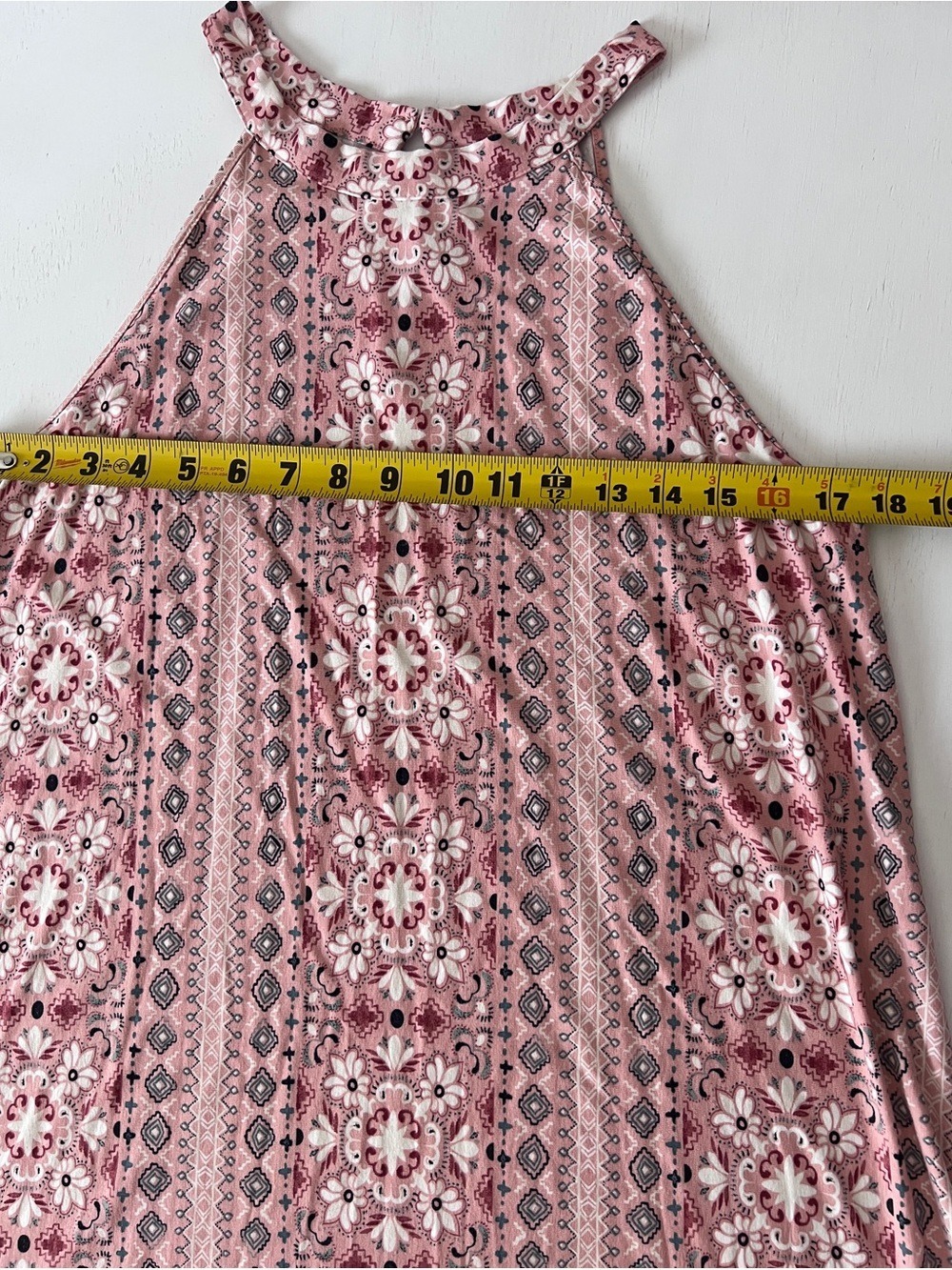 Ann Taylor LOFT Pink Geometric Floral Halter Maxi Dress - Size Large - Picture 10 of 12